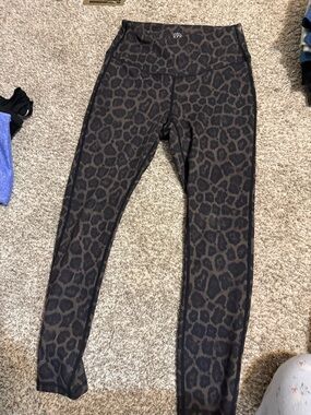 Kids Leopard Print Leggings - Black/Brown